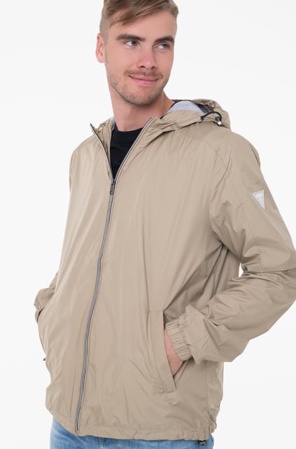 GUESS GUESS Erkek Kapüşonlu Yaka Astarlı Kol Ucu Lastikli Bej Ceket M4GL08 WG3B2-F13E
