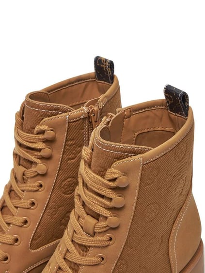 GUESS GUESS Kadın Kumaş Desenli Bağcıklı Kahverengi Günlük Ayakkabı FLTSLR LEM10-BROWN