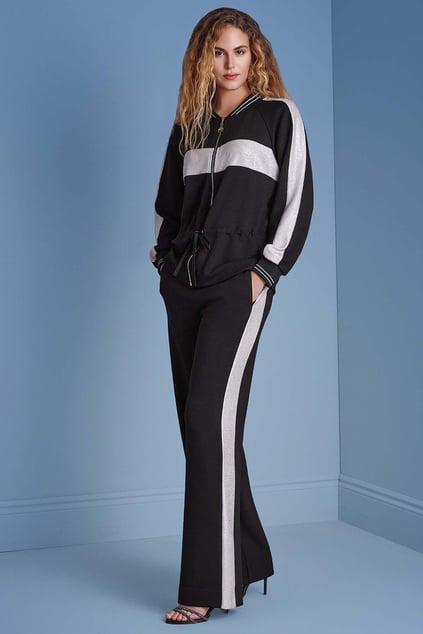 Guitar Guıtar Kadın İspanyol Paça Şerit Detaylı Siyah Pantolon 25031-JOGGING PANT-10