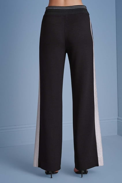 Guitar Guıtar Kadın İspanyol Paça Şerit Detaylı Siyah Pantolon 25031-JOGGING PANT-10