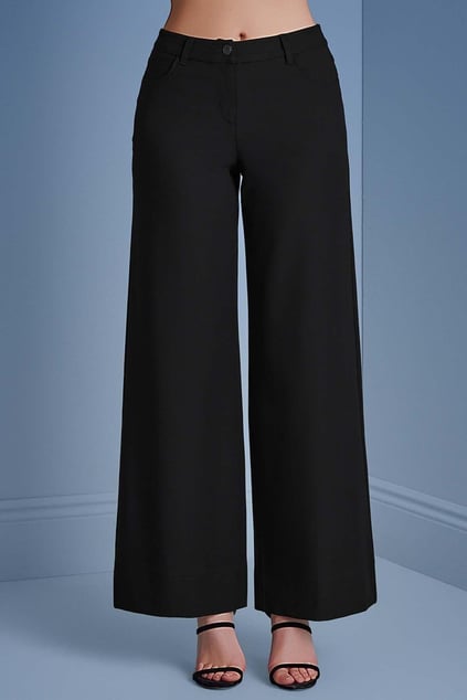 Guitar Guıtar Kadın İspanyol Paça Uzun Rahat Kesim Siyah Pantolon 25069-PANT-10