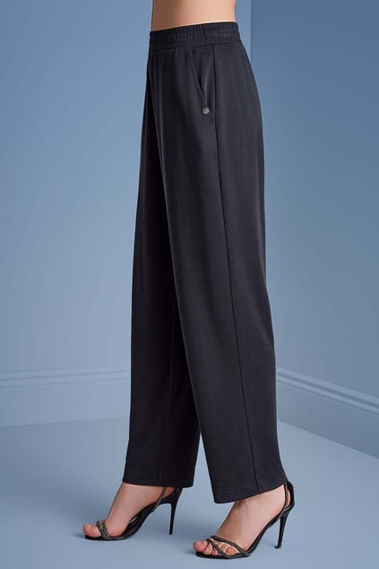 Guitar Guıtar Kadın Regular Fit Dokuma Kumaş Düz Paça Siyah Pantolon 25081-PANT-010