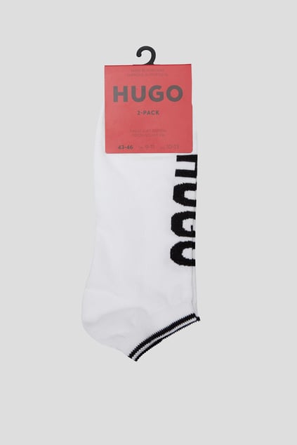 HUGO HUGO Erkek %100 Pamuk Dokuma Kumaş Marka Logolu Beyaz Çorap 50468111-100