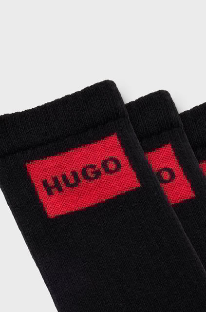 HUGO HUGO Erkek 3'lü Paket Marka Logolu Siyah Çorap 50531515-001