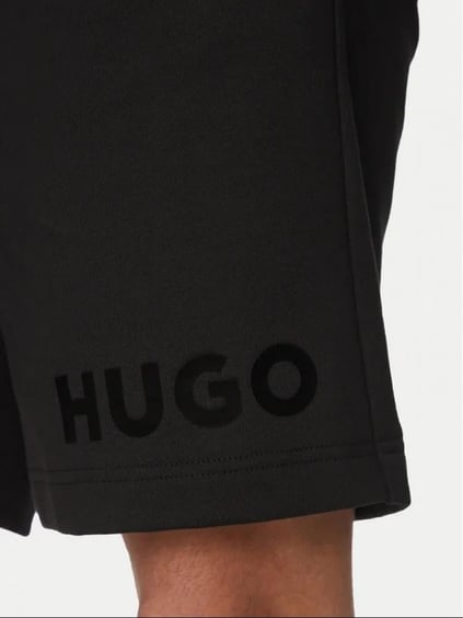 HUGO HUGO Erkek Bel Lastikli Kısa Boy Hugo Yazı Desenli Dokuma Siyah Şort 50535260-001