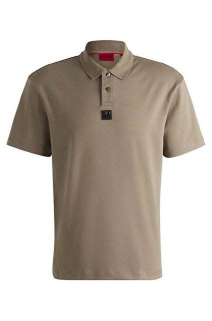 HUGO HUGO Erkek Dokuma Polo Yaka Kısa Kol Günlük Bej Polo Yaka T-Shirt 50517638-219