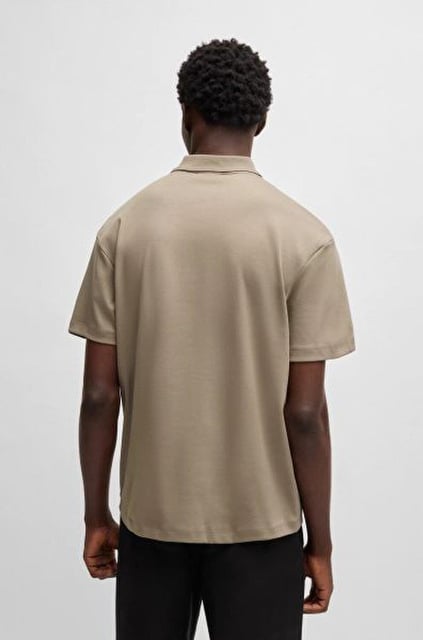 HUGO HUGO Erkek Dokuma Polo Yaka Kısa Kol Günlük Bej Polo Yaka T-Shirt 50517638-219