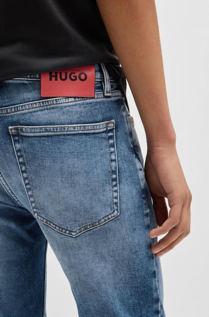 HUGO HUGO Erkek Ekstra Dar Kesim Denim Normal Bel Dar Paça Mavi Jeans 50530593-410