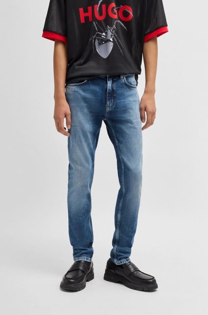 HUGO HUGO Erkek Ekstra Dar Kesim Denim Normal Bel Dar Paça Mavi Jeans 50530593-410