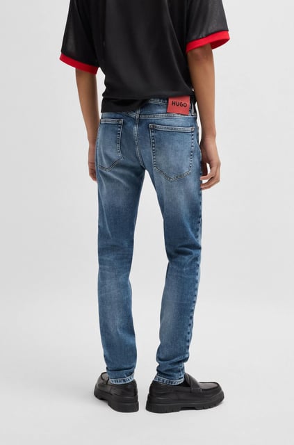 HUGO HUGO Erkek Ekstra Dar Kesim Denim Normal Bel Dar Paça Mavi Jeans 50530593-410