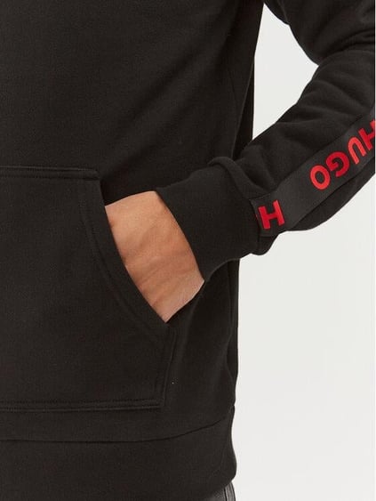 HUGO HUGO Erkek Kapşonlu Yaka Fermuarlı Uzun Kollu Siyah Sweatshirt 50497003-001