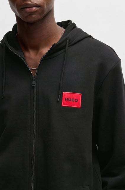 HUGO HUGO Erkek Kapüşonlu Fermuar Kapamalı Cepli Uzun Kol Siyah Sweatshirt 50447972-001