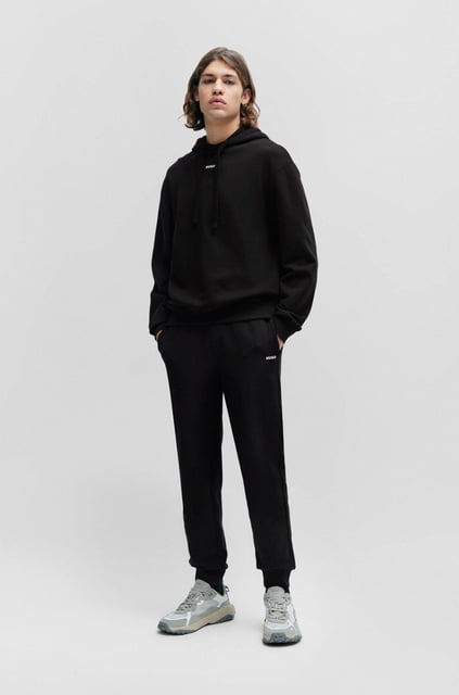 HUGO HUGO Erkek Kapüşonlu Yakalı Gögüs Ortasında Kontras Logolu Siyah Sweatshirt 50486478-001