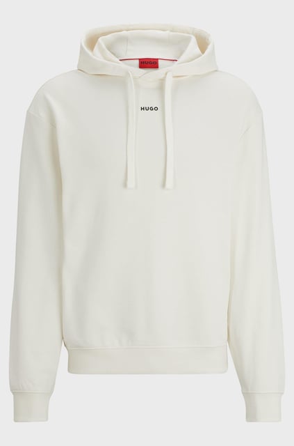HUGO HUGO Erkek Kapüşonlu Yakalı Gögüs Ortasında Kontras Logolu Krem Sweatshirt 50486478-121