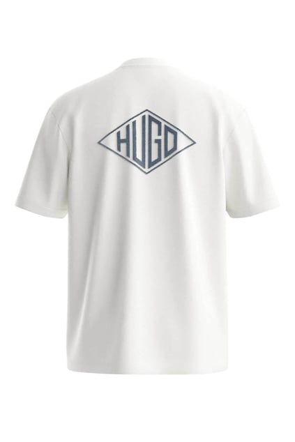 HUGO HUGO Erkek Kısa Kol Bisiklet Yaka Gögüs Ortası Ve Sırt Bölümü HUGO Yazılı Beyaz T-Shirt 50534951-102