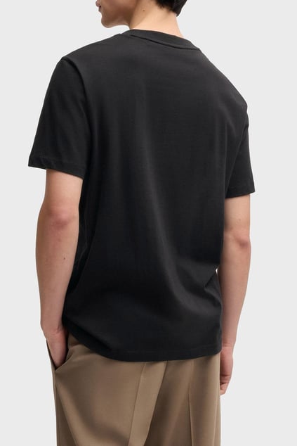 HUGO HUGO Erkek Kısa Kol Bisiklet Yaka Üçgen Çizgi İçeri HUGO Yazılı Siyah T-Shirt 50534934-001