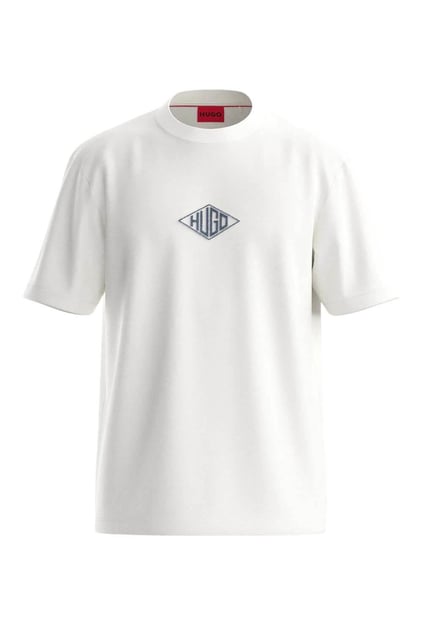 HUGO HUGO Erkek Kısa Kol Bisiklet Yaka Gögüs Ortası Ve Sırt Bölümü HUGO Yazılı Beyaz T-Shirt 50534951-102