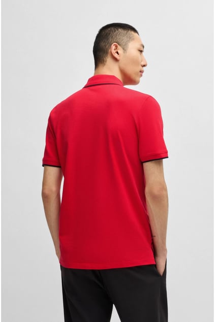 HUGO HUGO Erkek Kısa Kol  Polo Yaka Yaka Ve Kol Uçları Renkli Şerit Kapama Kırmızı Polo Yaka T-Shirt 50467344-693