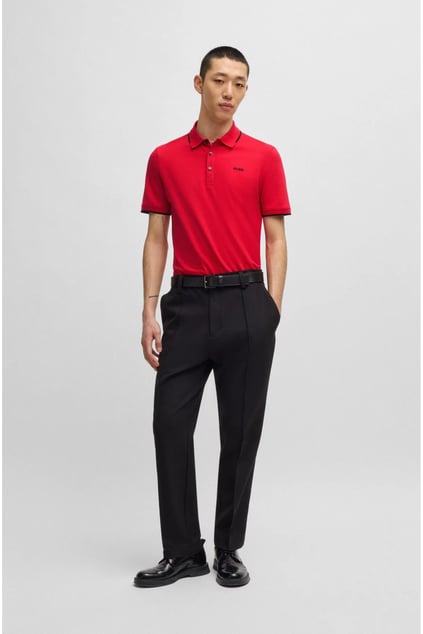 HUGO HUGO Erkek Kısa Kol  Polo Yaka Yaka Ve Kol Uçları Renkli Şerit Kapama Kırmızı Polo Yaka T-Shirt 50467344-693