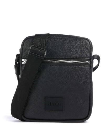 HUGO HUGO Erkek Logo Desenli Femuarlı İki Bölmeli Askılı Siyah Çanta 50535669-001