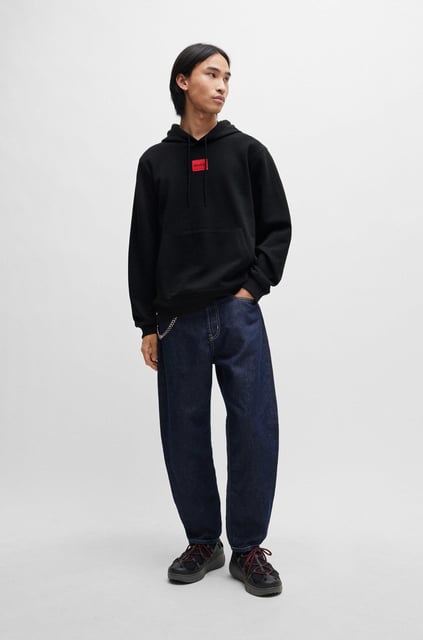 HUGO HUGO Erkek Logolu Kapüşonlu Uzun Kollu Günlük Kullanım Siyah Sweatshirt 50458700-001
