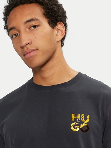 HUGO HUGO Erkek Marka Logolu Bisiklet Yaka Kısa Kollu Lacivert T-Shirt 50522134-407
