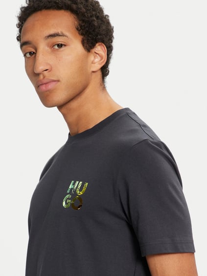 HUGO HUGO Erkek Marka Logolu Bisiklet Yaka Kısa Kollu Lacivert T-Shirt 50522134-407