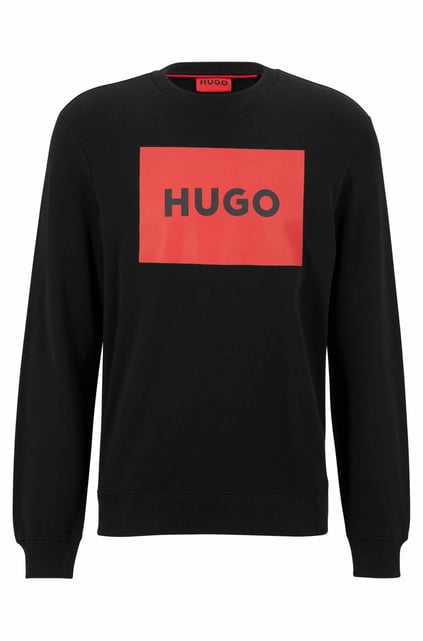 HUGO HUGO Erkek Marka Logolu Pamuklu Normal Kalıp Günlük Siyah Sweatshirt 50467944-001