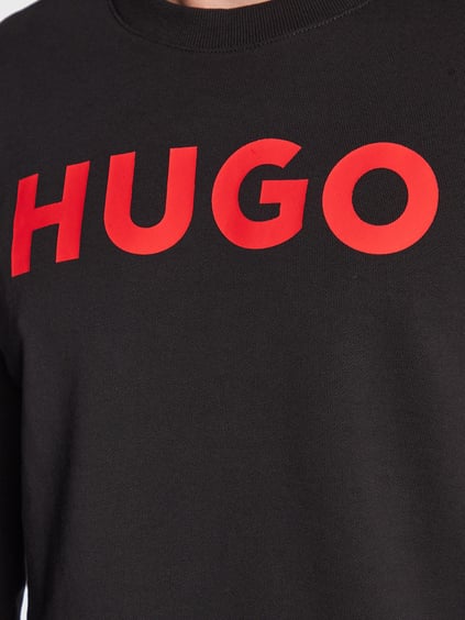 HUGO HUGO Erkek Marka Logolu Pamuklu Normal Kalıp Günlük Siyah Sweatshirt 50477328-001