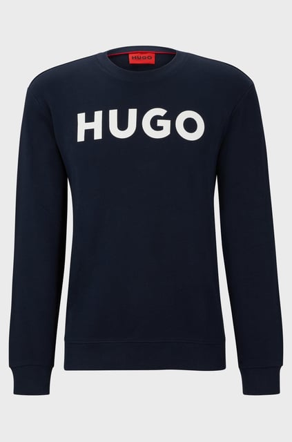 HUGO HUGO Erkek Marka Logolu Pamuklu Normal Kalıp Günlük Lacivert Sweatshirt 50477328-405