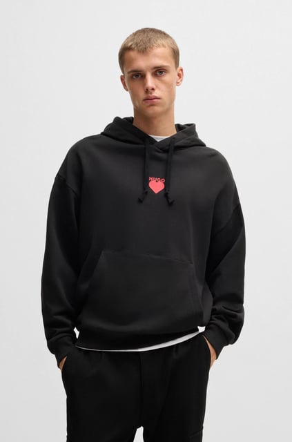 HUGO HUGO Erkek Normal Kesim Kapüşonlu Arkası Baskılı Uzun Kollu Siyah Sweatshirt 50530577-001
