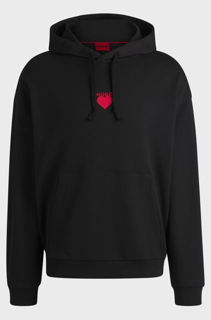 HUGO HUGO Erkek Normal Kesim Kapüşonlu Arkası Baskılı Uzun Kollu Siyah Sweatshirt 50530577-001