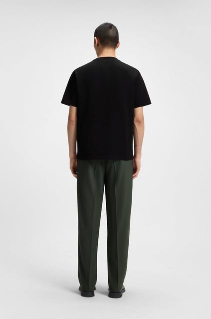 HUGO HUGO Erkek Rahat Kalıp Yuvarlak Yakalı %100 Pamuk İşleme Desenli Kısa Kollu Siyah T-Shirt 50544543-001