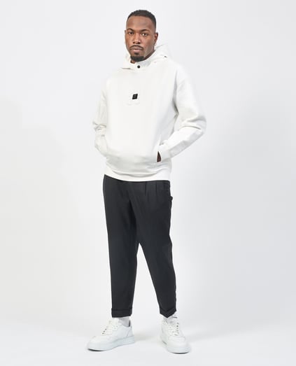 HUGO HUGO Erkek Rahat Kesim Monogram Logolu Pamuklu Yuvarlak Yaka Uzun Kollu Beyaz Sweatshirt 50530191-102