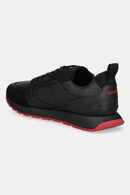HUGO HUGO Erkek Rahat Yüksek Taban Monogram Marka Logolu Deri Siyah1 Sneaker 50536205-006