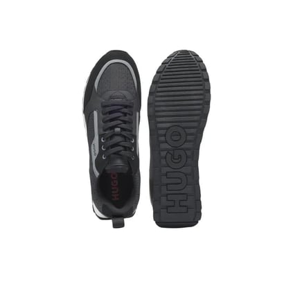 HUGO HUGO Erkek Rahat Yüksek Taban Monogram Marka Logolu Deri Siyah Sneaker 50536205-001