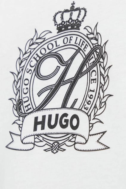 HUGO HUGO Erkek Regular Fit Göğüste İşlemeli Logo Desenli Yuvarlak Yaka Kısa Kollu Pamuklu Beyaz T-Shirt 50538246-100
