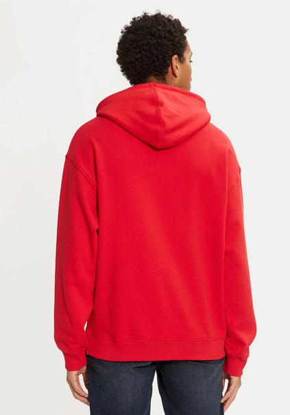 HUGO HUGO Erkek Regular Fit Marka Logolu Kapüşonlu Uzun Kollu Kırmızı Sweatshirt 50524318-693