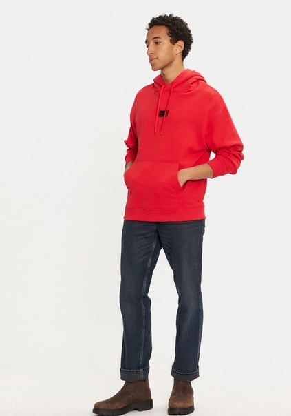 HUGO HUGO Erkek Regular Fit Marka Logolu Kapüşonlu Uzun Kollu Kırmızı Sweatshirt 50524318-693