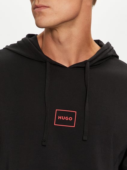 HUGO HUGO Erkek Regular Fit Marka Logolu Kapüşonlu Uzun Kollu Siyah Sweatshirt 50525244-001