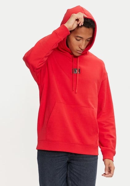 HUGO HUGO Erkek Regular Fit Marka Logolu Kapüşonlu Uzun Kollu Kırmızı Sweatshirt 50524318-693