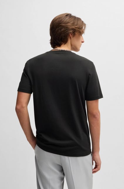 HUGO HUGO Erkek Regular Fit Yuvarlak Yaka Göğsünde Yuvarlak Logo Desenli Kısa Kollu Siyah T-Shirt 50530641-001