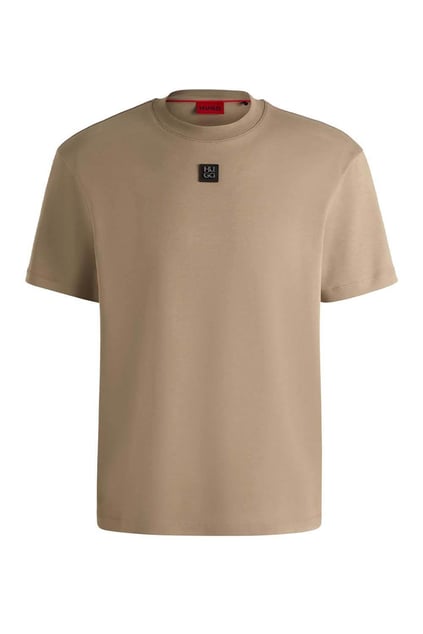 HUGO HUGO Erkek Sıfır Yaka Marka Logolu Bej T-Shirt 50505201-219