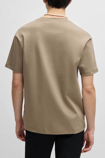HUGO HUGO Erkek Sıfır Yaka Marka Logolu Bej T-Shirt 50505201-219