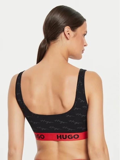 HUGO HUGO Kadın Desenli Halter Yaka Kolsuz Slim Fit Siyah-Kırmızı Büstiyer 50515190-965