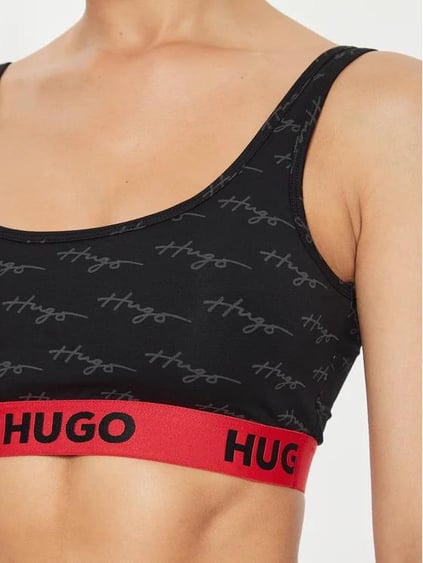 HUGO HUGO Kadın Desenli Halter Yaka Kolsuz Slim Fit Siyah-Kırmızı Büstiyer 50515190-965