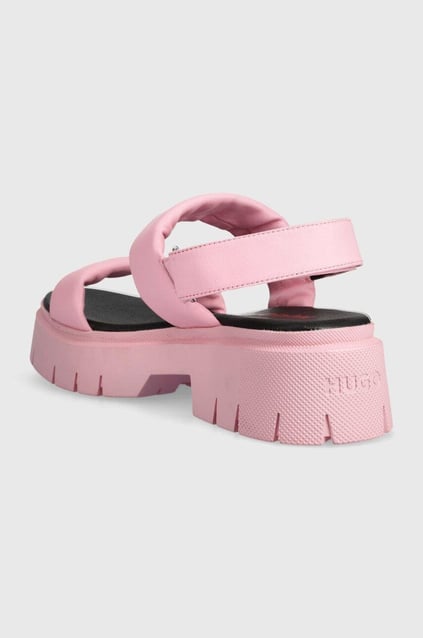 HUGO HUGO Kadın Logolu Düz Tabanlı Rahat Günlük Kullanım Pembe Sandalet 50517374-664