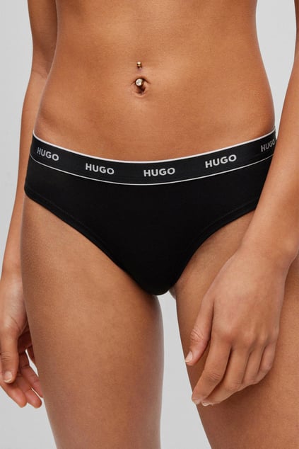 HUGO HUGO Kadın Marka Logo Detaylı Beli Lastikli Siyah-Beyaz Külot 50469657-970