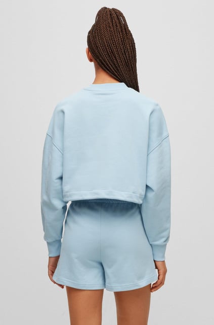HUGO HUGO Kadın Marka Logolu Uzun Kollu Rahat Mavi Sweatshirt 50489094-451
