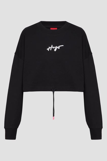 HUGO HUGO Kadın Marka Logolu Uzun Kollu Rahat Siyah Sweatshirt 50489094-001
